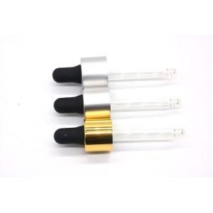 20/410 Shiny Silver Glass Dropper with White Nipple for Essential Oil or Tea Tree Oil Bottle