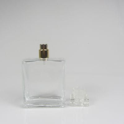 Transparent Cap Clear Empty Square Shaped Glass Spray Perfume Bottle