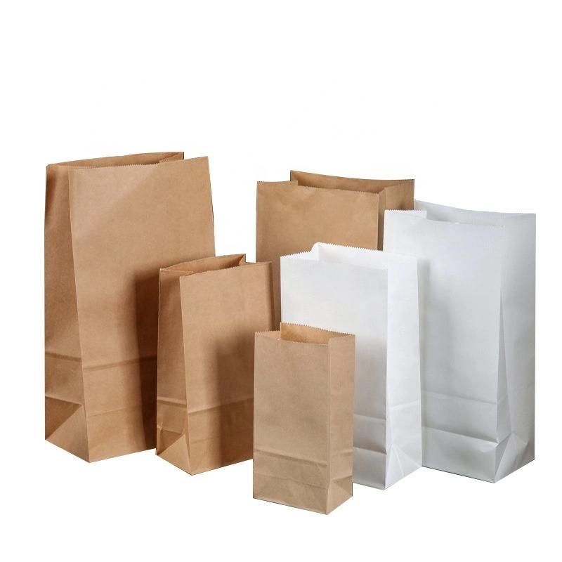 Wholesale Flat Bottom Brown Kraft Paper Bag Bread Hamburger Bag