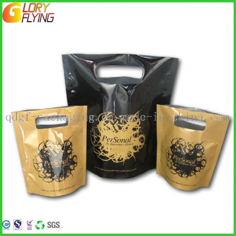 Gift Bag Plastic Die Cut Handle Bag with Paper Card/ Plastic Packing