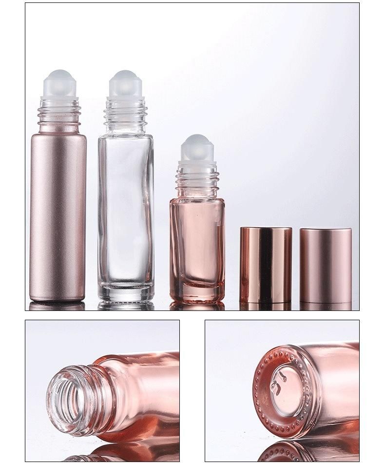 Wholesale Rose Gold Glass Roll on Bottle 5ml 10ml Matte Rose Gold Essential Oil Glass Bottle