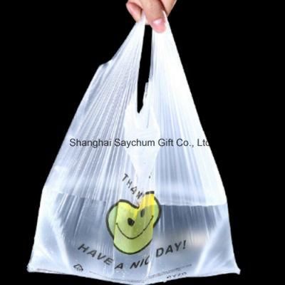 Custom Design Food Grade Transparent PE Plastic Shopping Vest Shopping Bags