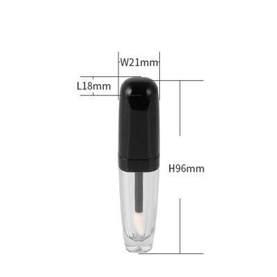 Fashion Stylish 2ml Black Transparent Fashion Lip Gloss Packaging Custom Lip Gloss Container Packaging Black Top Lip Gloss Tubes with Wands