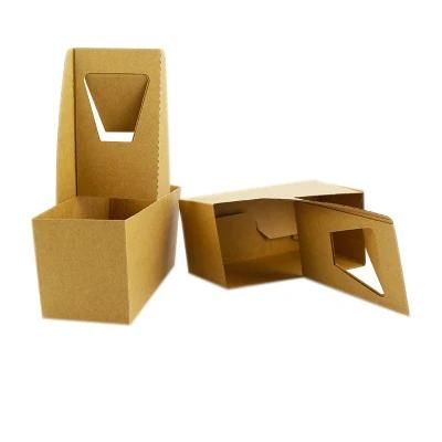 Disposable Biodegradable Natural Kraft Paper Cup Carry Holder Packaging Box for Coffee
