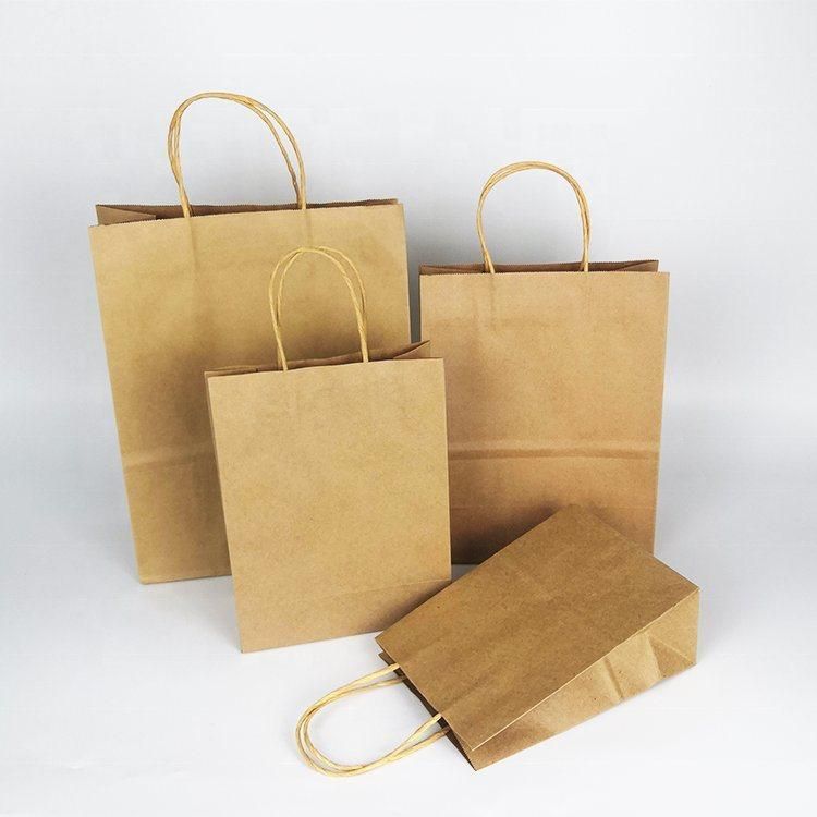 Cheap Packaging Big Kraft Paper Bags Custom Print Bags with Rope Handle