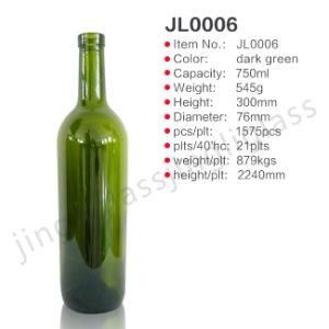 750ml Dark Green Glass Wine Bottle