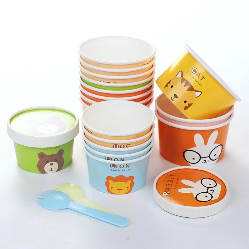 Custom Ice Cream Packaging Bowl Paper Ice Cream Container Icecream Cup with Lid