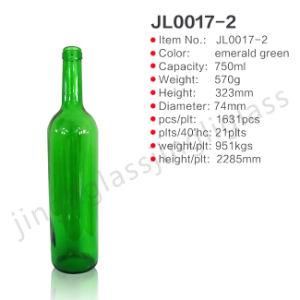 Very Nice Wine Bottle with Emerald Green Color Wine Bottle