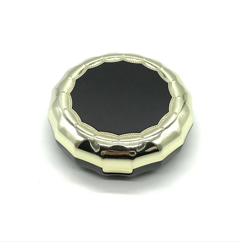 Empty Black New Design Round Plastic Pressed Powder Case with Mirror Double Layer Compact Powder Container