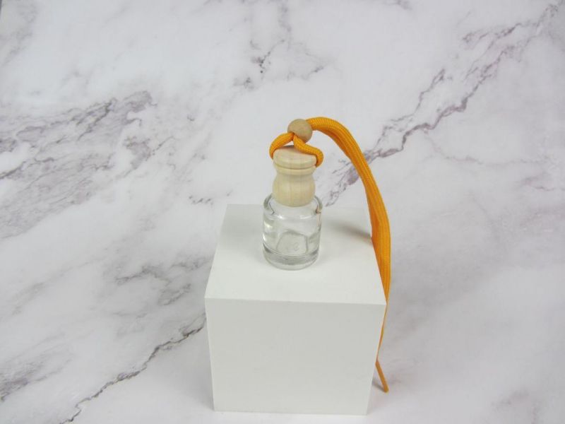 Hanging Car Glass Perfume Bottle with Wooden Cap