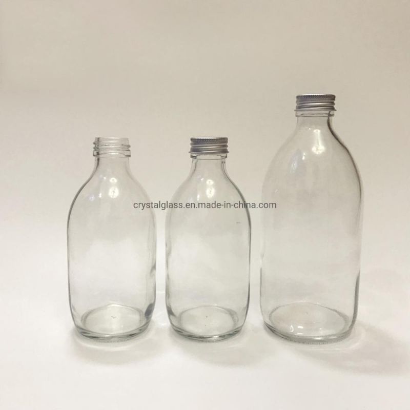 500ml Round Transparent Empty Glass Juice Milk Tea Alcohol Liquor Beverage Bottle with Lid