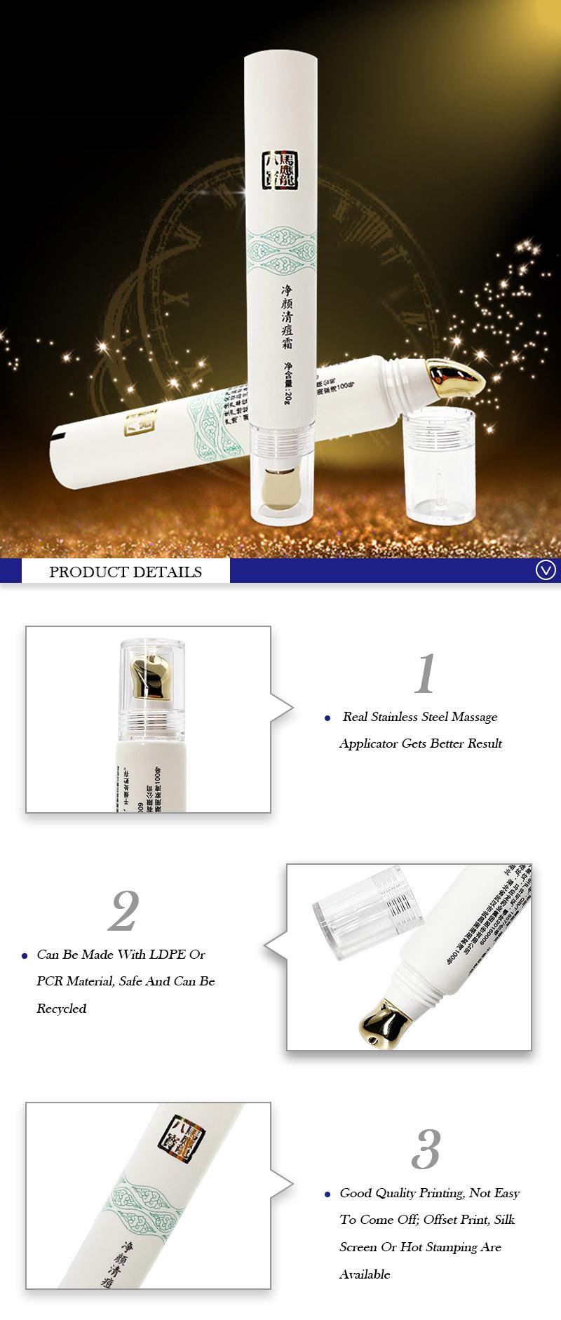 White 20g Squeeze Plastic Cosmetic Eye Cream Massage Tube Lotion Tubes