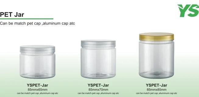 Plastic Pet Custom Aluminum Cap Transparent Packaging Bottle Jars for Food Water Candy Cosmetic Perfume