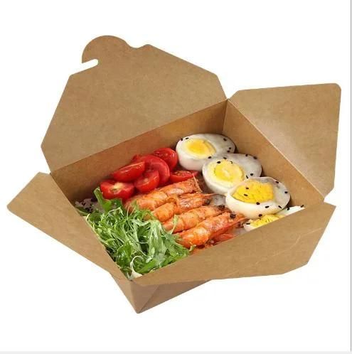 Wholesale Custom Disposable Kraft Light Food Paper Fast Food Fried Chicken Barbecue Fruit Salad Donut Takeaway Fried Rice Bento Lunch Noodle Paper Meal Box