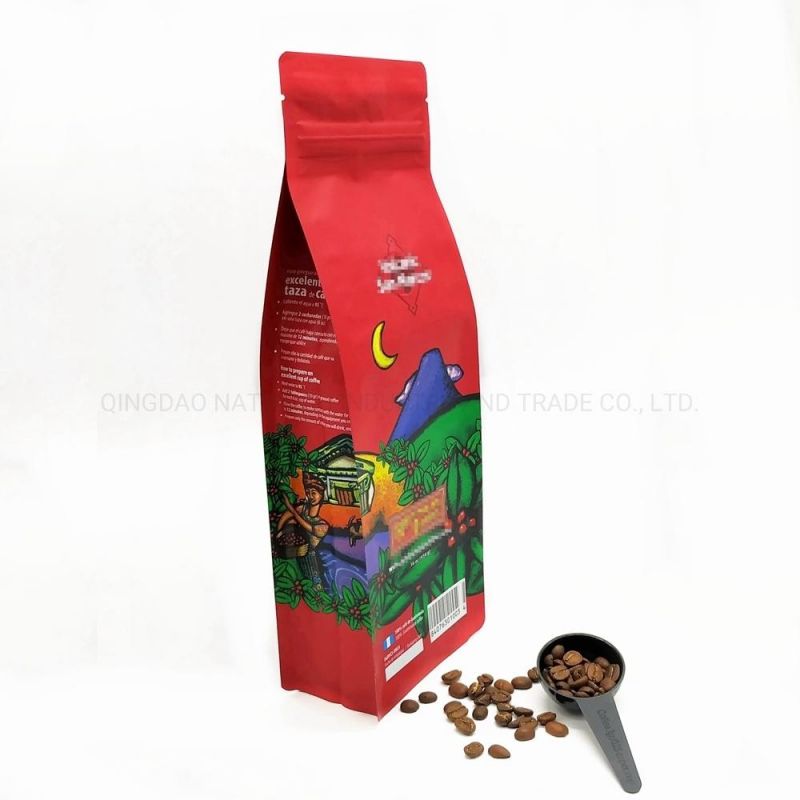 Four Side Seal Coffee Bag with Zipper 350g 400g 454G 1lb 500g Plastic Coffee Bag