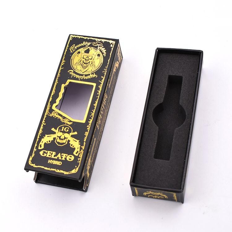 Custom Hot Stamping Black Drawer Type Packing Box for Vape Cartridge Packaging