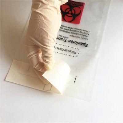 Professional Self Adhesive Medical Bio Hazard Bags 95kpa Specimen Transport Bag for Lab Hospital Use