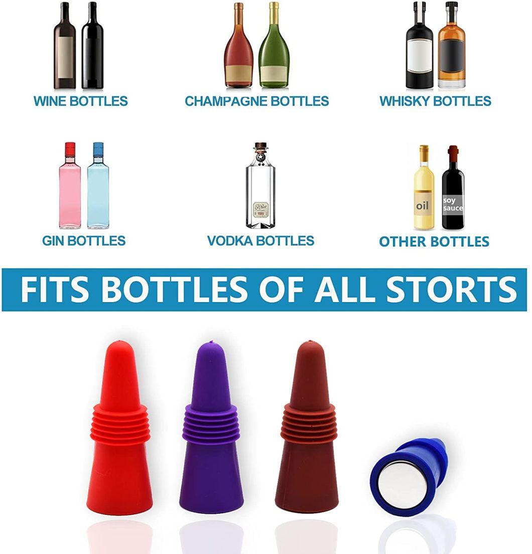 Wine Stoppers Beverage Bottle Sealer Soft Silicone Wine Bottle Stoppers Corks with Grip Top for Keeping Wine Champagne Fresh