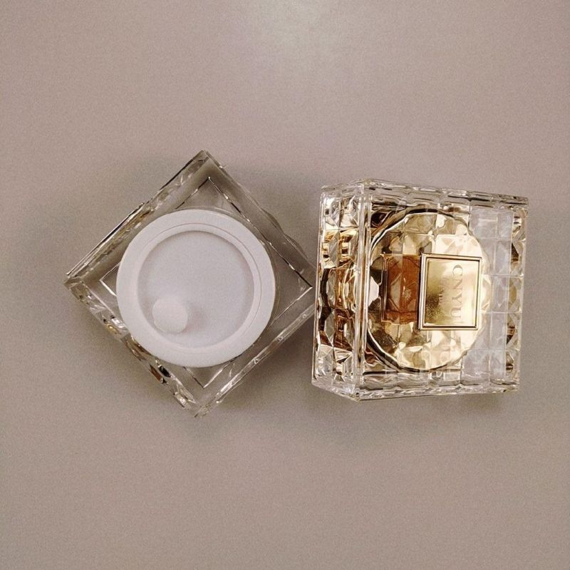 30g 50g Acrylic Square Diamond Crystal Cream Jars for Facial Cream