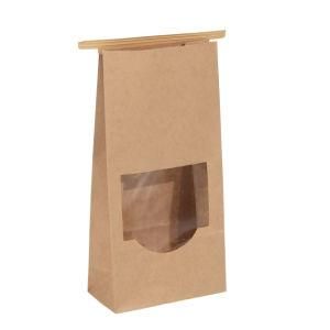 Greaseproof Custom Size Brown Kraft Paper Bags with Tin Tie for Food Packaging