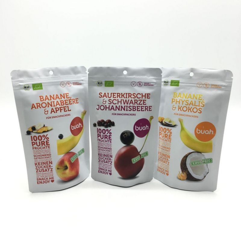 Custom Stand up Mylar Ziplock Zipper Pouch Plastic Packaging Bag for Frozen Food Fruit Packing