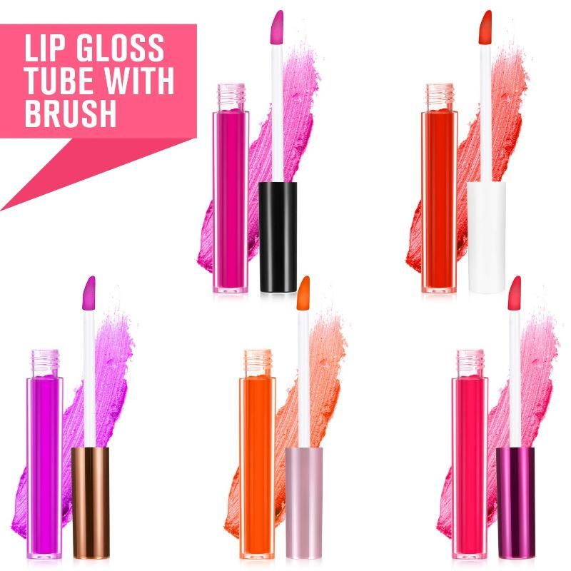 10ml Empty Refillable Transparent Balm Lip Gloss Container Lip Gloss Tube with Wand Brush