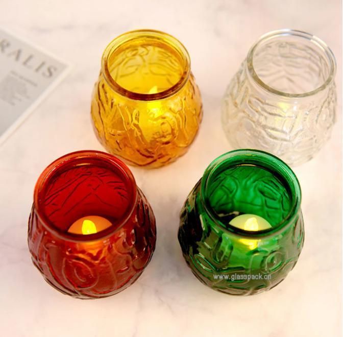 410ml Transparent Glass Candle Jar with Customized Silk Printing Style