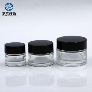 Excellent Design 20g 30g 50g Transparent Cosmetic Glass Jar with Silver Lid