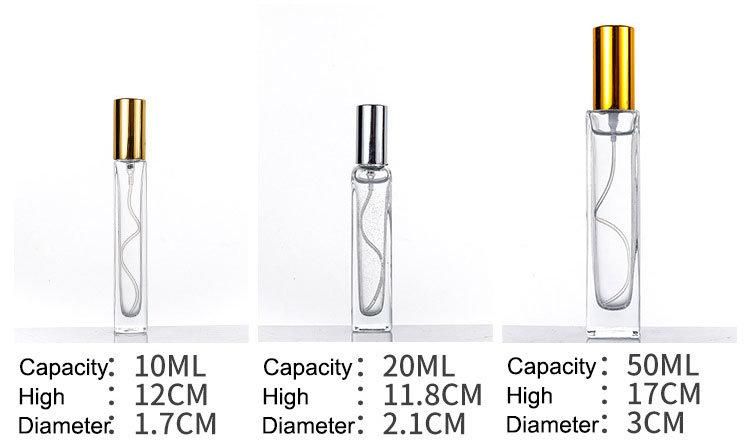 Customized 50ml Refillable Luxury Square Spray Screw Empty Glass Perfume Bottle with Sprayer Pump and Aluminium Cap