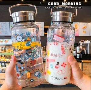 High Quality Reusable Glass Water Bottles Hot Drinking Bottles with Fancy Design Printing
