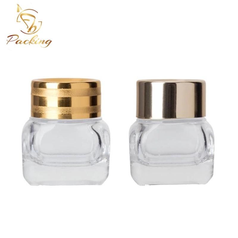 15g Small Brown Bottle Four Side Clear Square Glass Cream Bottle