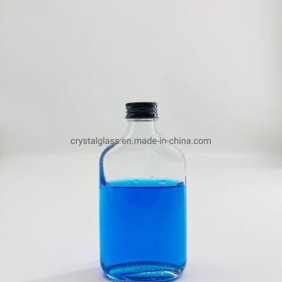 200ml 250ml 500ml Transparent Glass Flat Alcohol Wine Liquor Bottle with Lids