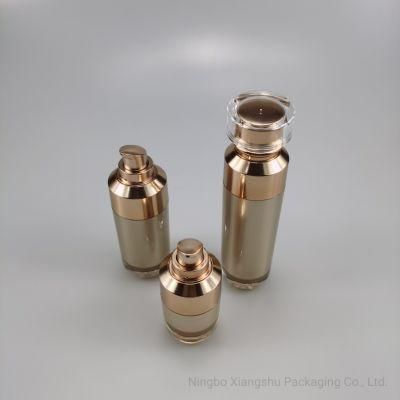 15ml 30ml 50ml 100ml 120ml Round Gold Acrylic Emulsion Bottle with Oblique Shoulder