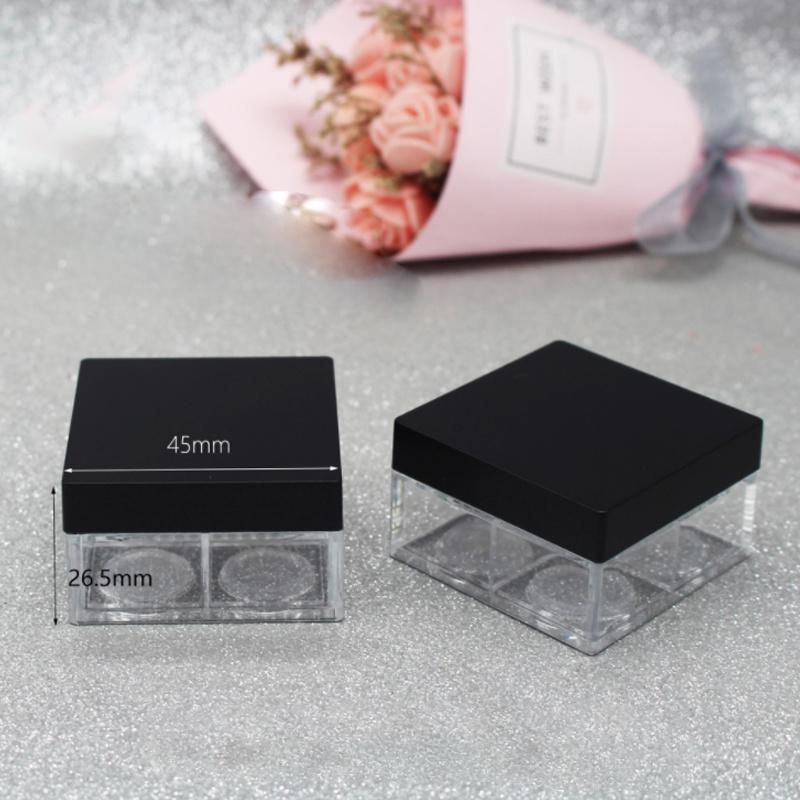 Hot Selling Black Makeup Packaging Custom Logo Plastic Empty Round Transparent Loose Powder Jar with Sifter