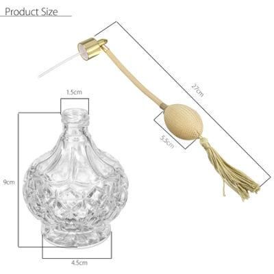 80ml Clear Crystal Perfume Bottle Gold Long Spray Tassels Atomizer Pump Vintage Style Refillable Glass Bottles Makeup Tool 2018