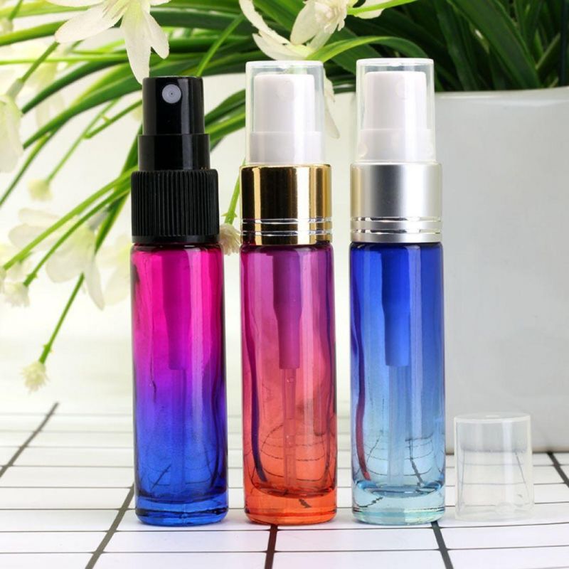 Portable 10ml Refillable Gradient Color Bottle Plastic Pressed Pump Spray Bottle Liquid Container Mini Travel Refillable Bottles