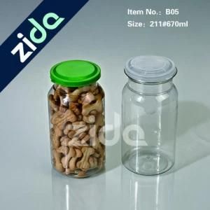 Best Selling Square Plastic Jar with Black Lid in Stock