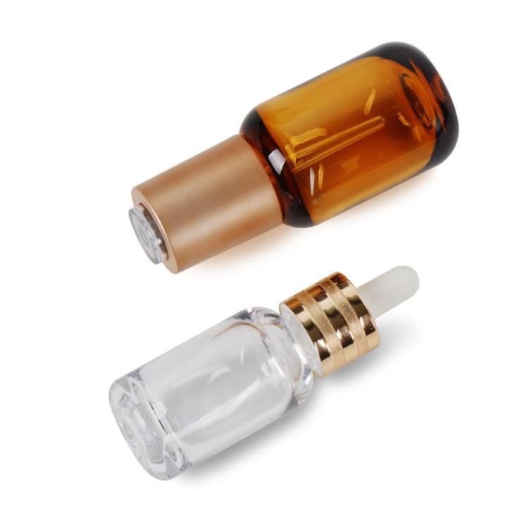 30ml Thick Bottom Luxury Essentials Skin Care Empty Amber Round Glass Eye Cosmetic Oil Dropper Bottles