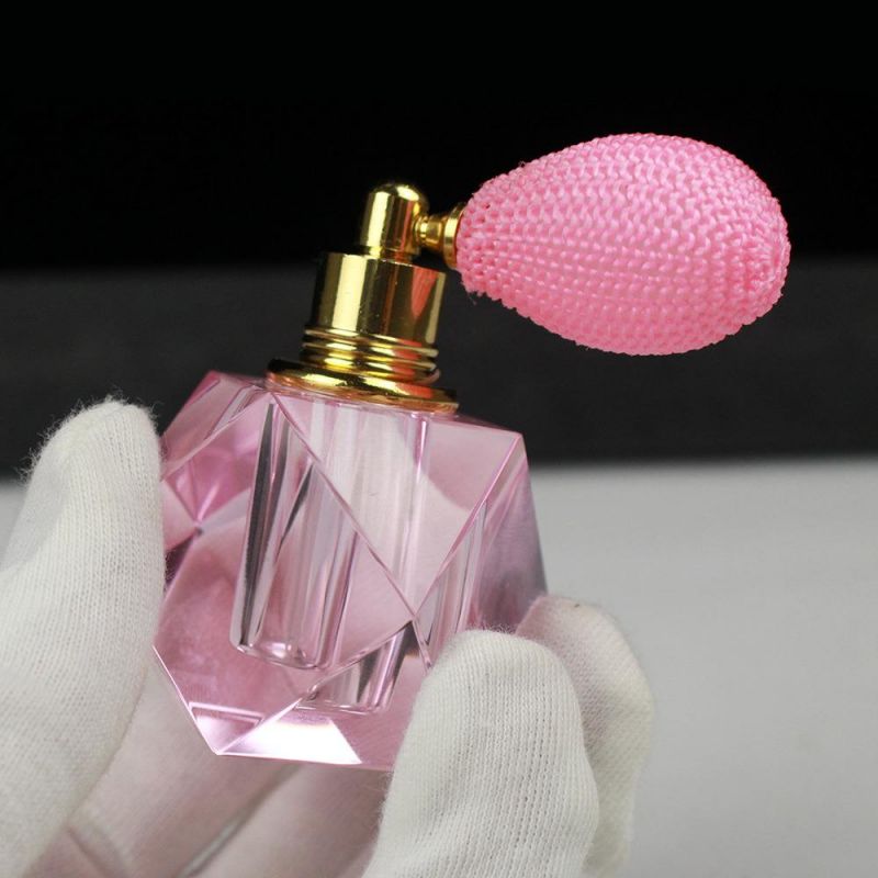 High End Pink Crystal Perfume Bottle 3ml Luxury Diamond Cut Perfume Spray Bottle