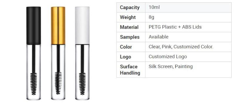 Wholesale 10ml Empty Luxury Plastic Cosmetic Packaging Eyelash Serum Mascara Wand Tube with Brush