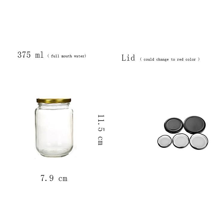 240ml 350ml 500ml Round Empty Honey Food Glass Jam Jars with Lids
