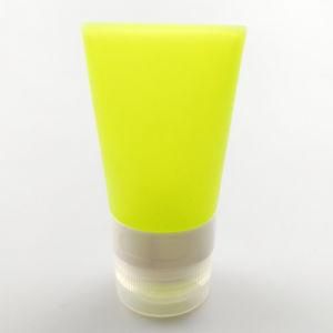 Small Size Toothpasted-Shaped Refillable FDA/LFGB Food Grade Silicone Cosmetic Travel Bottles, Yellow