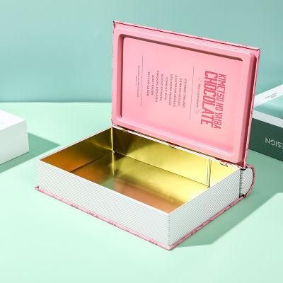 Custom Tinplate Can Candy Chocolate Storage Book Shaped Tin Box