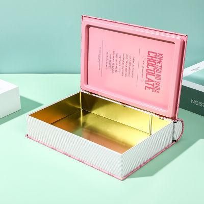 Custom Tinplate Can Candy Chocolate Storage Book Shaped Tin Box