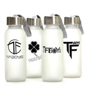 Empty 300ml Frost Travel Glass Drinking Water Bottle and Cap