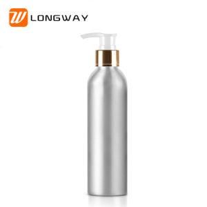250ml Aluminum Bottle with Bright Gold Lotion Pump