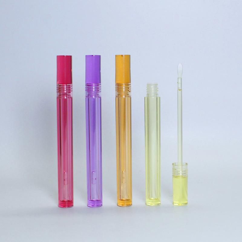 Round Lip Gloss Container Yellow Clear Lipgloss Tube with Wand
