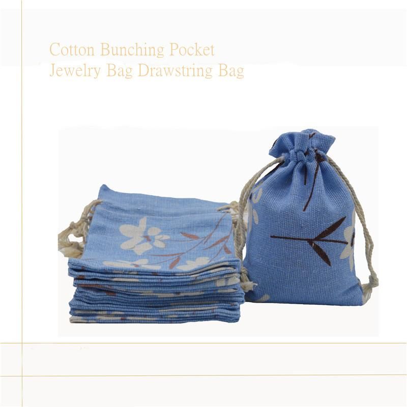 Hot Sale Cheap Price Drawstring Burlap Gift Bags Flower Patterns Jute Bags for Jewelry Party Gift Packaging