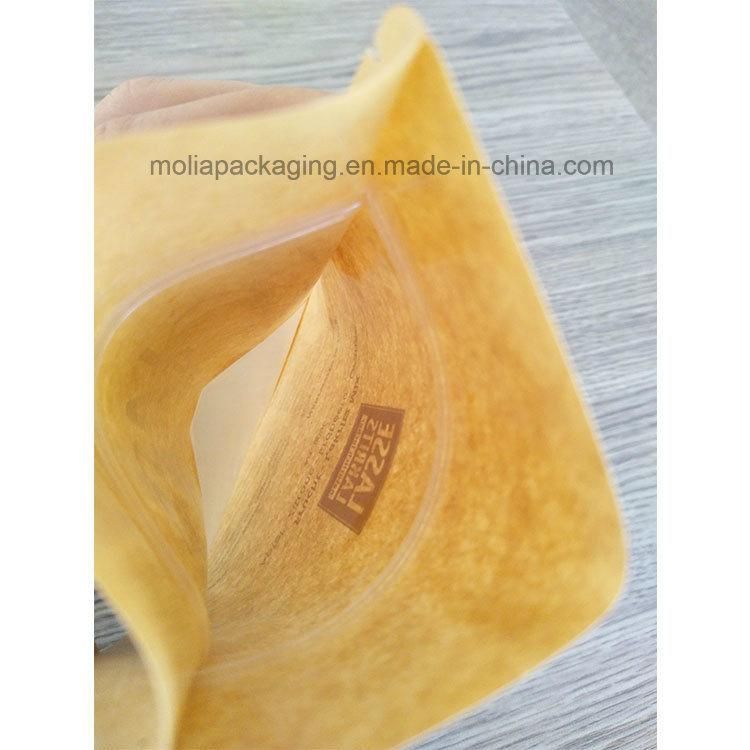 Rice Paper Natural Kraft Stand up Pouches with Matte Window and Zip Lock Food Storage Bag