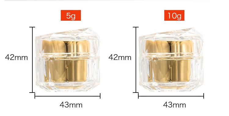 5g 10g Mini Transparent Gold Cream Jar for Trail